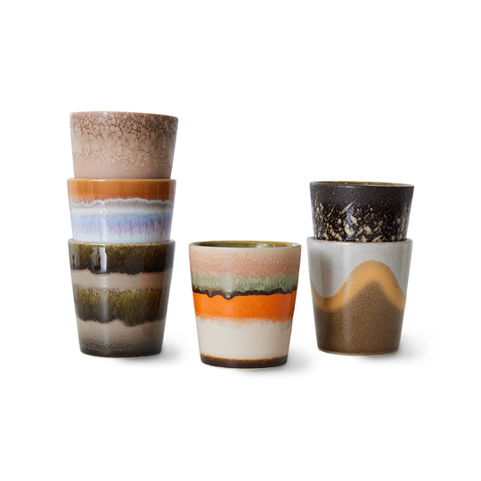 Ceramic 70s Coffee Mugs (6) ELEMENTS