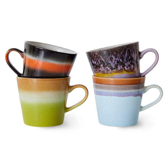 Ceramic 70s Cappuccino Mugs (4) SOLID