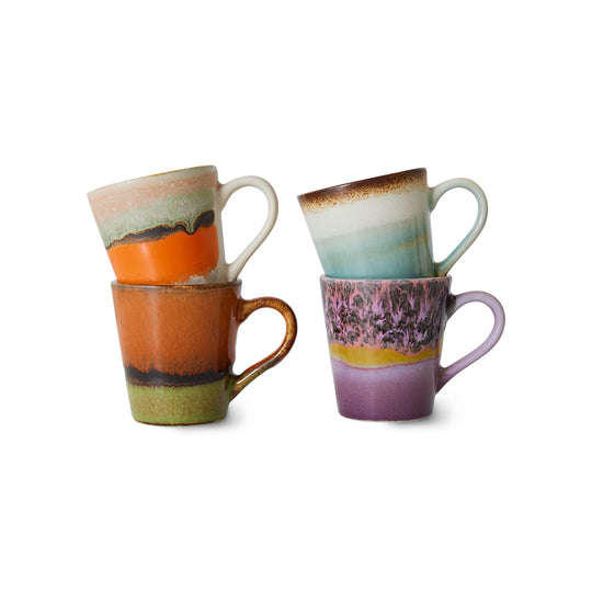 Ceramic 70s Espresso Mugs (4) RETRO