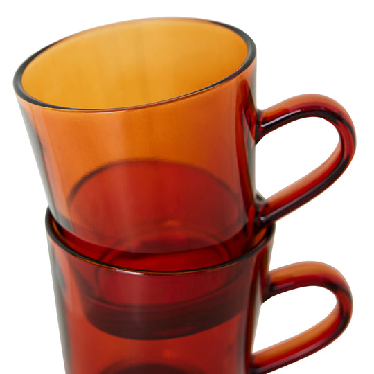 70s GLASSWARE: Coffee Cups AMBER (set of 4)