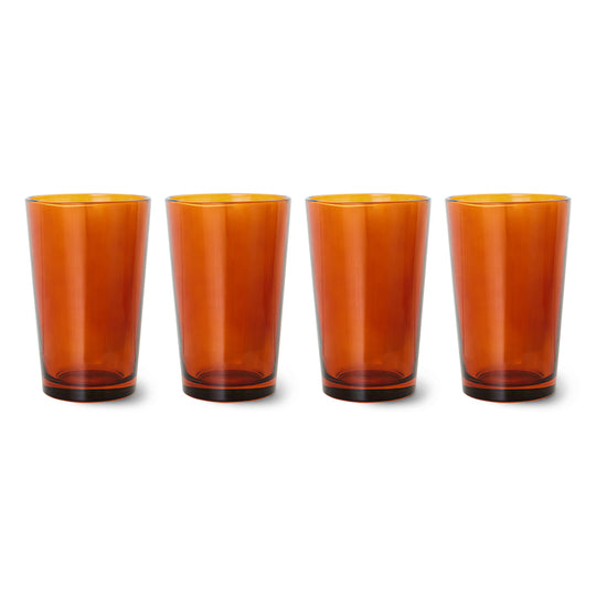 70s GLASSWARE: Tea Glasses AMBER (set of 4)