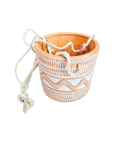 All White Engraved Hanging Pot