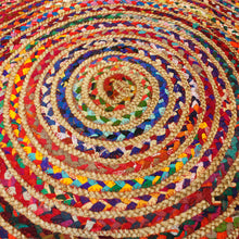 Load image into Gallery viewer, Round Jute &amp; Recycled Cotton Rag Rug