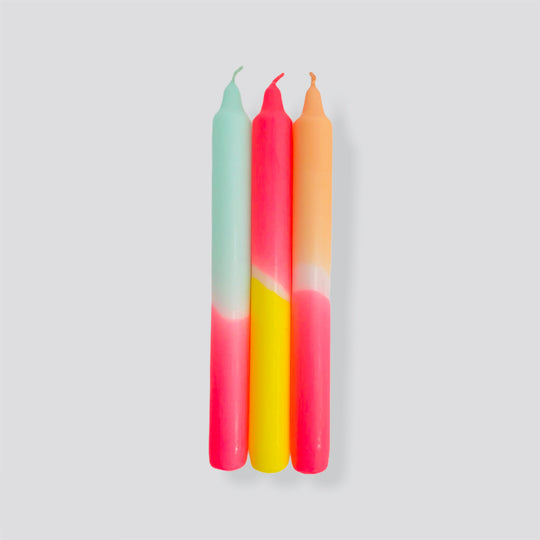 Neon Dip Dye Dinner Candles