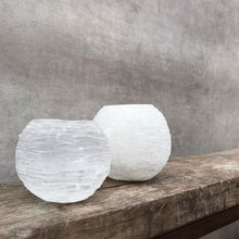 Load image into Gallery viewer, Selenite Snowball Candle Holder
