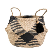 Load image into Gallery viewer, Black Tribal Tassel Basket