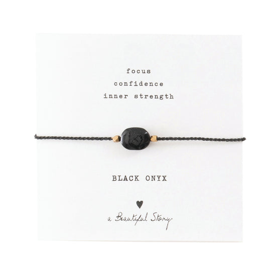 Gemstone Card Black Onyx Gold Bracelet