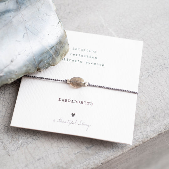 Gemstone Card Labradorite Silver Bracelet