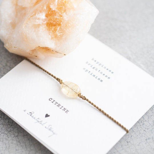 Gemstone Card Citrine Gold Bracelet