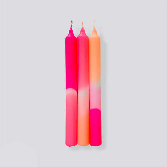 Neon Dip Dye Dinner Candles