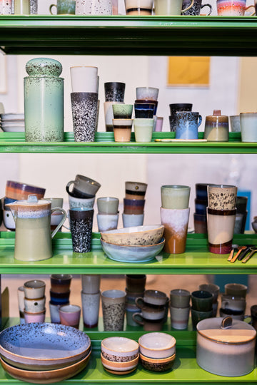 Ceramic 70s Ristretto Mugs (4) GOOD VIBES