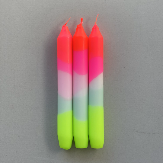 Neon Dip Dye Dinner Candles