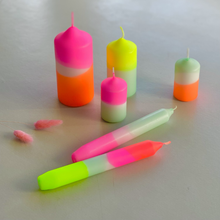 Load image into Gallery viewer, Neon Dip Dye Pillar Candle