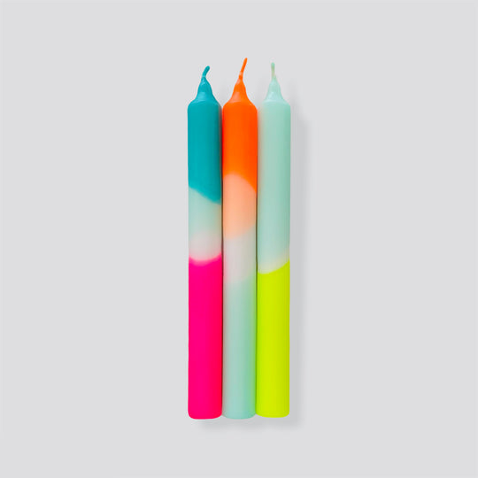 Neon Dip Dye Dinner Candles