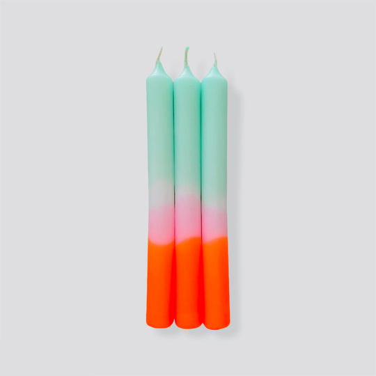 Neon Dip Dye Dinner Candles
