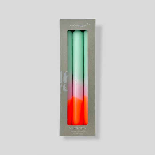Neon Dip Dye Dinner Candles