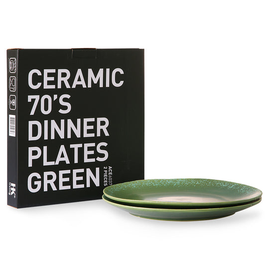Ceramic 70s Dinner Plates: GREEN (2)