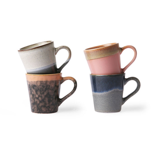 Ceramic 70s Espresso Mugs (4) POLARIS