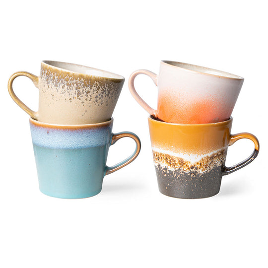 Ceramic 70s Cappuccino Mugs (4) METEOR