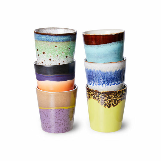 Ceramic 70s Coffee Mugs (6) PLUTO