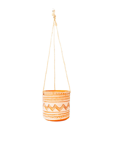 All White Engraved Hanging Pot