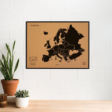Load image into Gallery viewer, Europe Woody Map Natural XL + frame