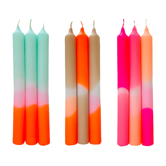 Neon Dip Dye Dinner Candles