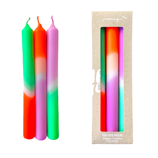 Neon Dip Dye Dinner Candles 2022