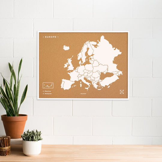 Europe Woody Map Natural XL + frame