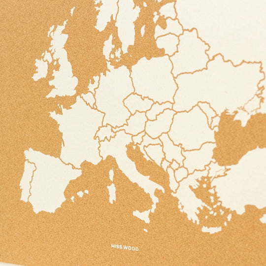 Europe Woody Map Natural XL + frame