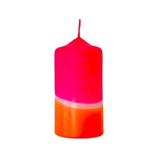 Neon Dip Dye Pillar Candle