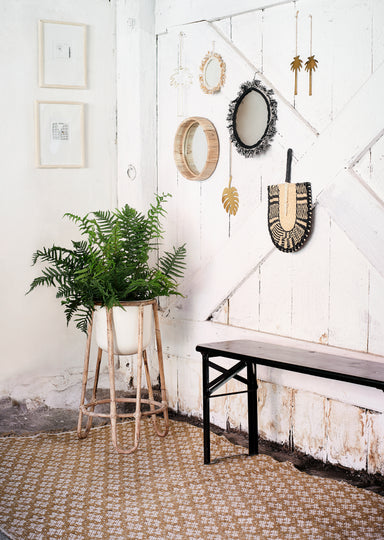 Small Hanging Mirror with Cotton Fringes
