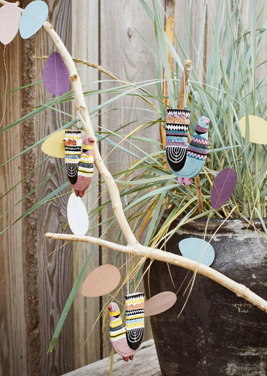 Hand Painted Papier Maché Birds (set of 2)