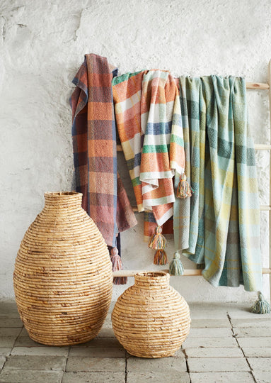 Checked Throw with Tassels