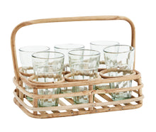 Load image into Gallery viewer, Bamboo Drinking Glass Holder + 6 Glasses