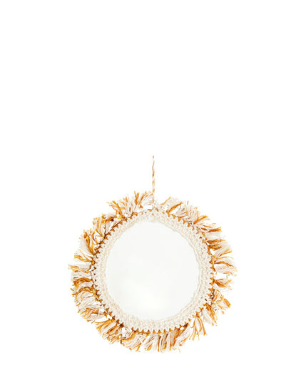 Small Hanging Mirror with Cotton Fringes
