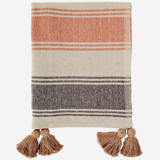 Striped Woven Throw with Tassels