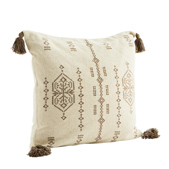Embroidered Cushion Cover with Tassels 50/50