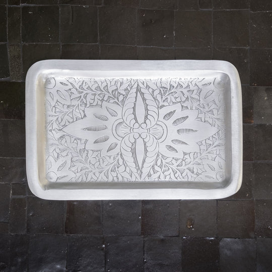 Set of small and large silver Oblong Tray