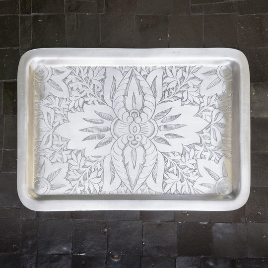 Set of small and large silver Oblong Tray
